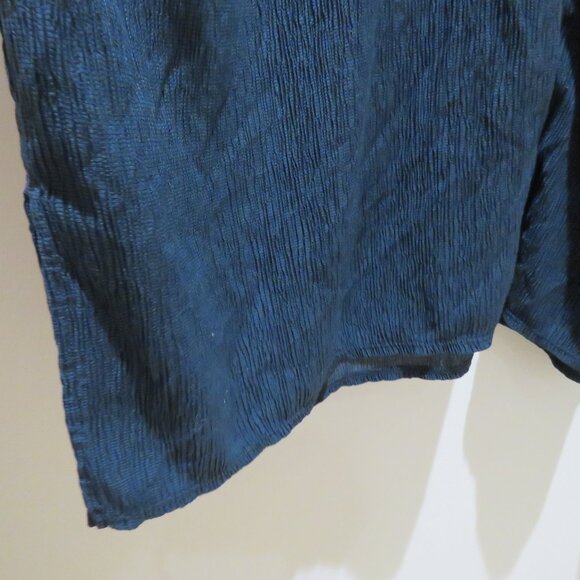 EILEEN FISHER V-Neck Boxy Plisse Tunic Top Green Tencel Lagenlook Minimalist - Picture 8 of 15